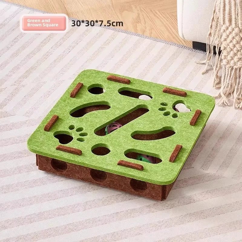 Cat Puzzle Toy Felt Puzzle Box Cat Exercise Toy With Ball Indoor Sports Entertainment Hunting Cat Toys For Indoor Cats - Barking & Purrfectly Happy
