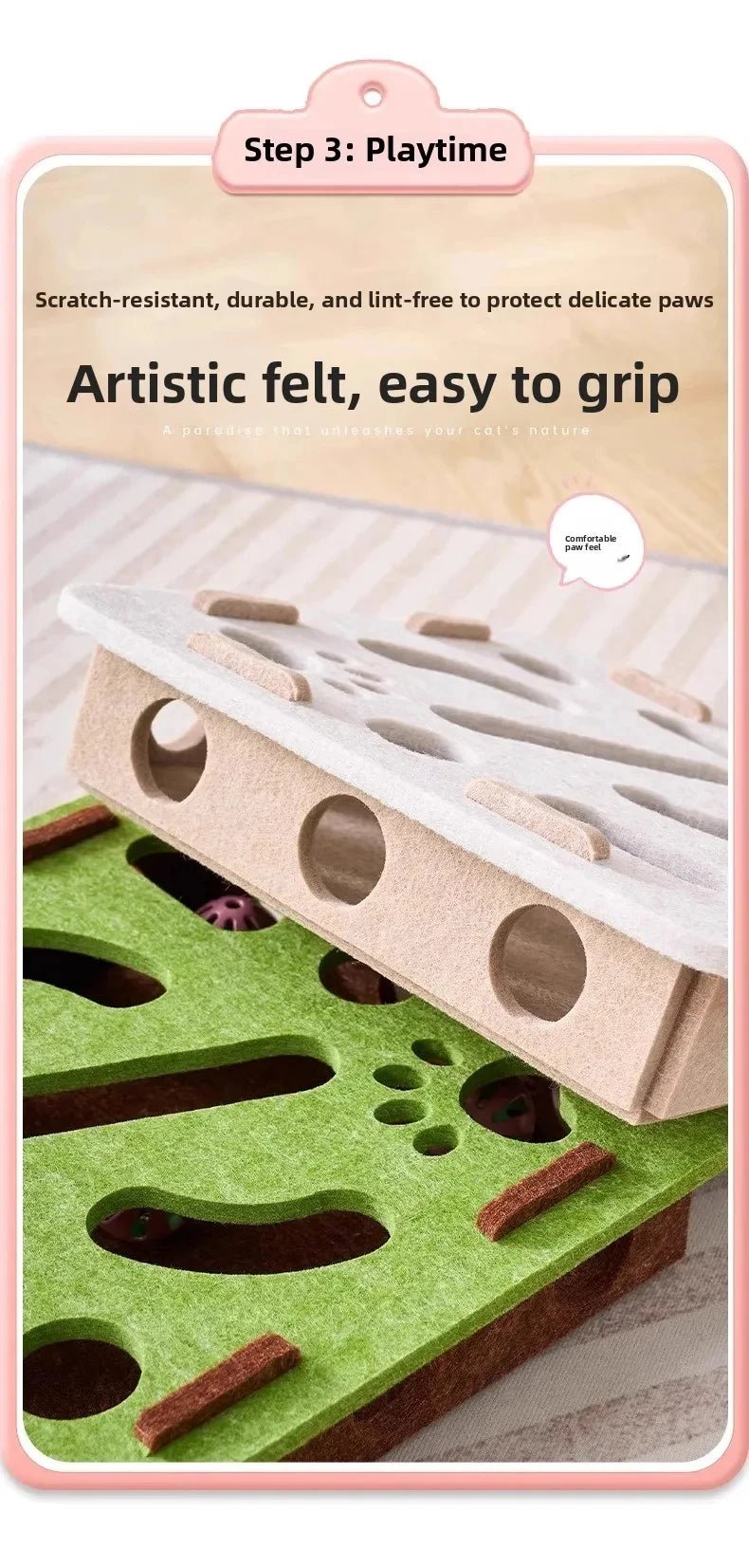 Cat Puzzle Toy Felt Puzzle Box Cat Exercise Toy With Ball Indoor Sports Entertainment Hunting Cat Toys For Indoor Cats - Barking & Purrfectly Happy