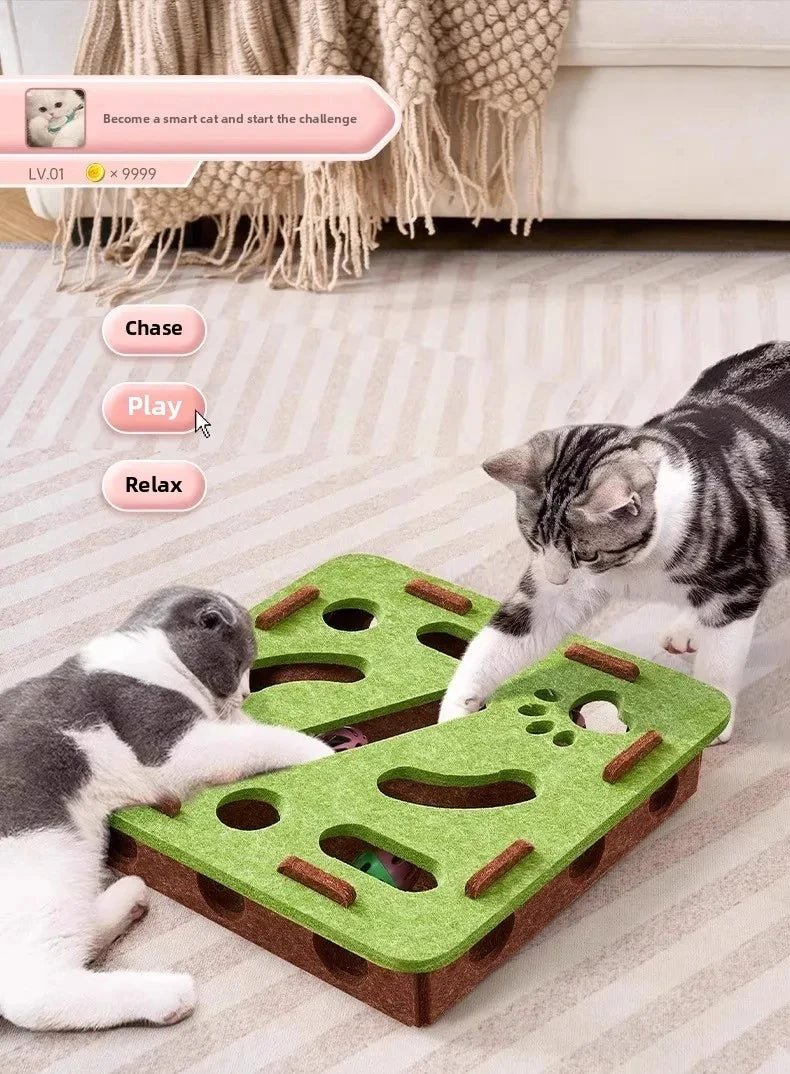 Cat Puzzle Toy Felt Puzzle Box Cat Exercise Toy With Ball Indoor Sports Entertainment Hunting Cat Toys For Indoor Cats - Barking & Purrfectly Happy