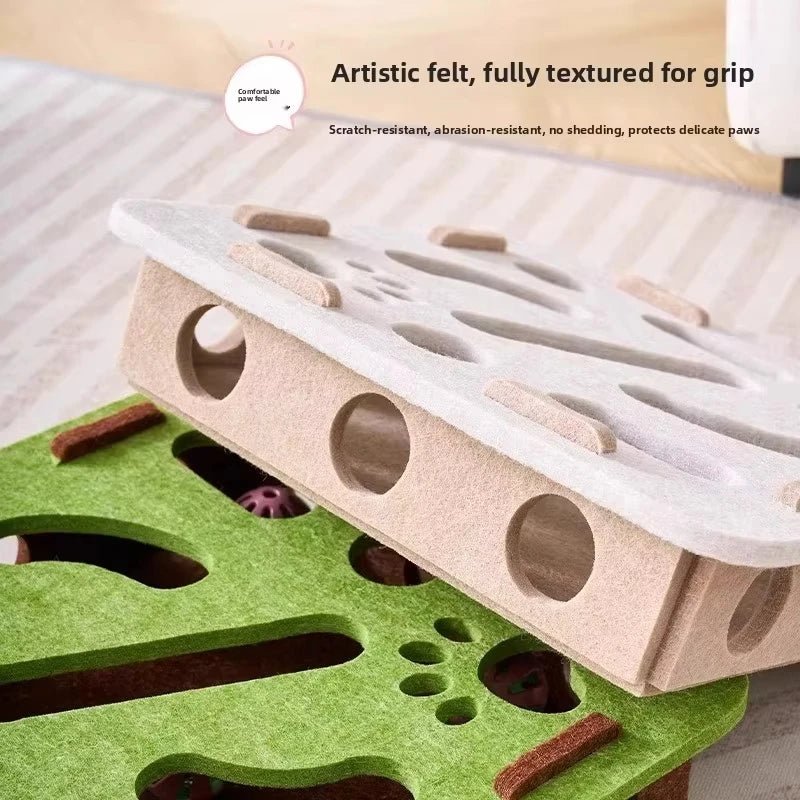 Cat Puzzle Toy Felt Puzzle Box Cat Exercise Toy With Ball Indoor Sports Entertainment Hunting Cat Toys For Indoor Cats - Barking & Purrfectly Happy