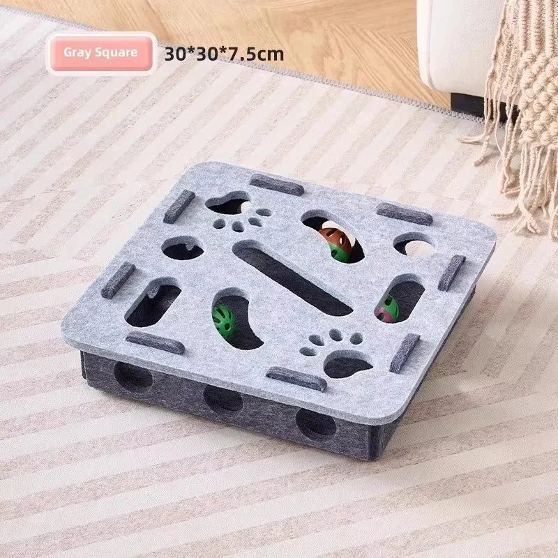 Cat Puzzle Toy Felt Puzzle Box Cat Exercise Toy With Ball Indoor Sports Entertainment Hunting Cat Toys For Indoor Cats - Barking & Purrfectly Happy