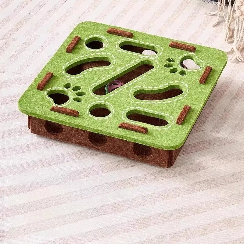 Cat Puzzle Toy Felt Puzzle Box Cat Exercise Toy With Ball Indoor Sports Entertainment Hunting Cat Toys For Indoor Cats - Barking & Purrfectly Happy