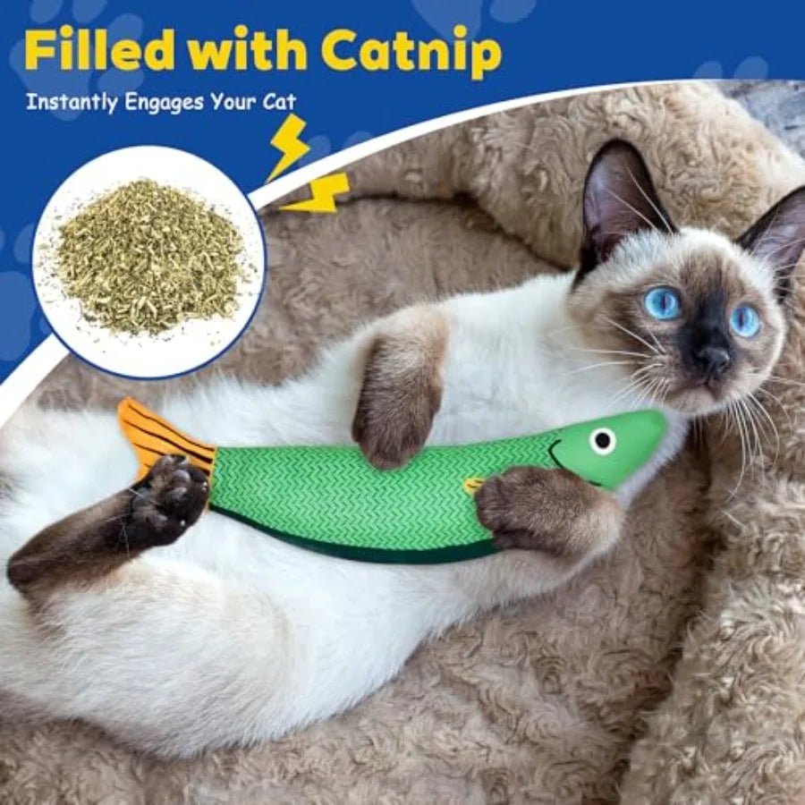 Cat Toys Catnip Toys for Cats Soft and Durable with Rattle Sound Interactive Kitten Toys for Indoor Cats Cat Chew Toy for All B - Barking & Purrfectly Happy
