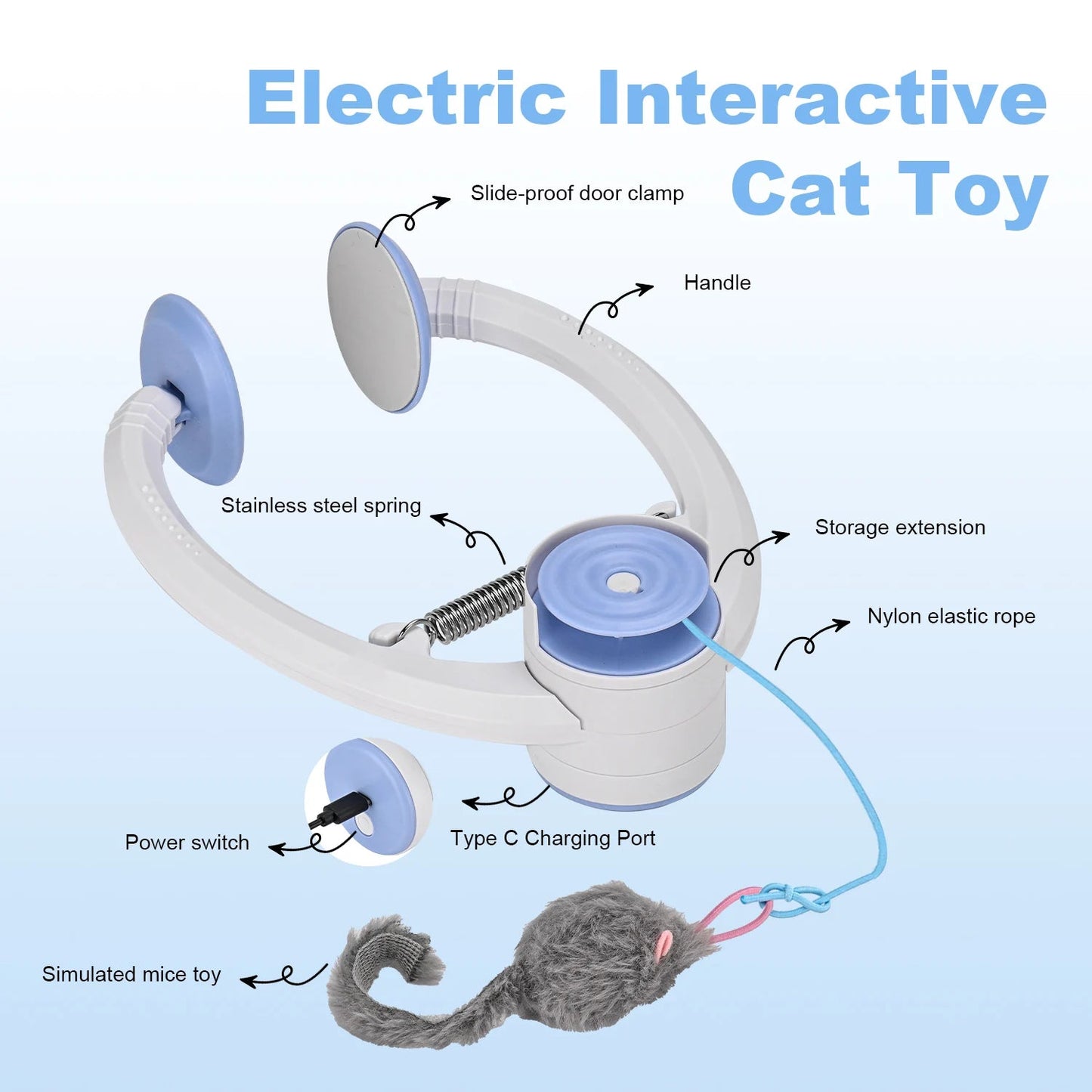 Cat Toys Electric Door Hanging Cat Toy Interactive Cat Toy USB Rechargeable Self Play Toy Retractable Kitten Toys - Barking & Purrfectly Happy