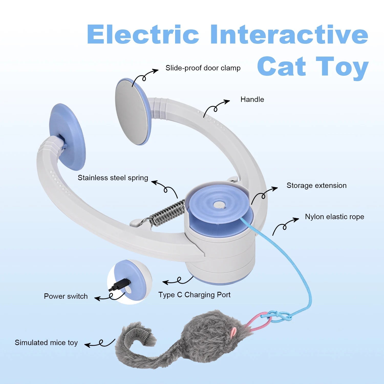 Cat Toys Electric Door Hanging Cat Toy Interactive Cat Toy USB Rechargeable Self Play Toy Retractable Kitten Toys - Barking & Purrfectly Happy
