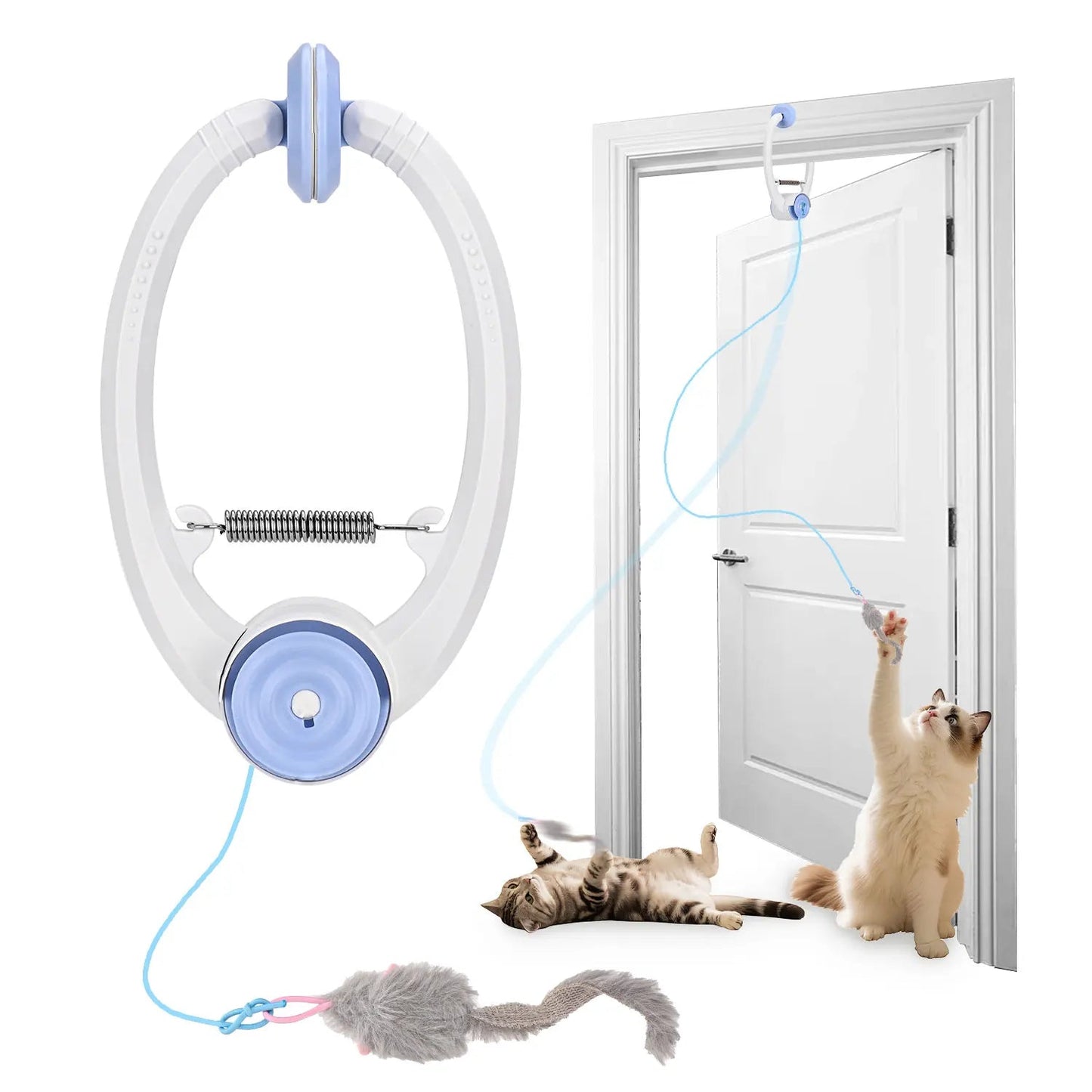 Cat Toys Electric Door Hanging Cat Toy Interactive Cat Toy USB Rechargeable Self Play Toy Retractable Kitten Toys - Barking & Purrfectly Happy