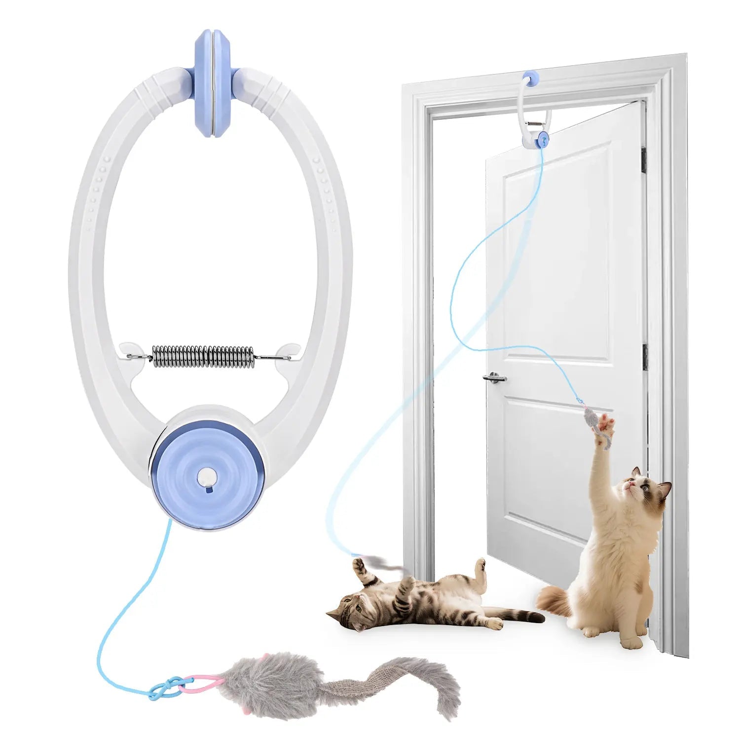 Cat Toys Electric Door Hanging Cat Toy Interactive Cat Toy USB Rechargeable Self Play Toy Retractable Kitten Toys - Barking & Purrfectly Happy