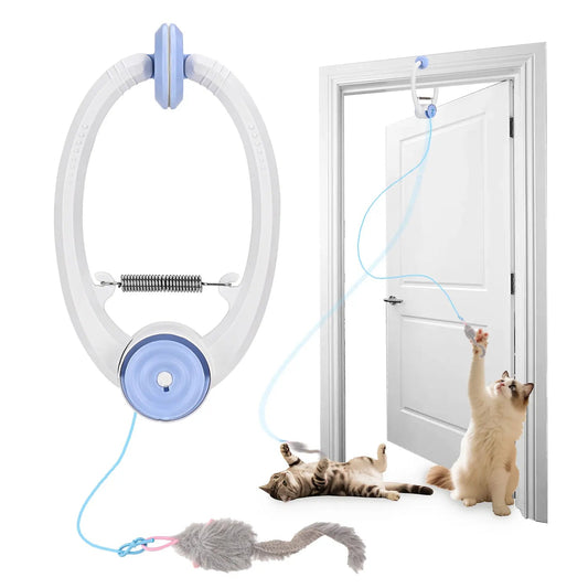 Cat Toys Electric Door Hanging Cat Toy Interactive Cat Toy USB Rechargeable Self Play Toy Retractable Kitten Toys - Barking & Purrfectly Happy