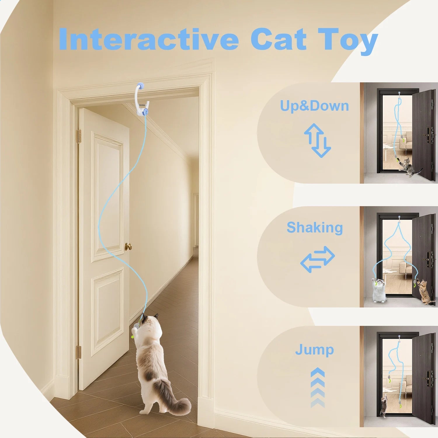Cat Toys Electric Door Hanging Cat Toy Interactive Cat Toy USB Rechargeable Self Play Toy Retractable Kitten Toys - Barking & Purrfectly Happy