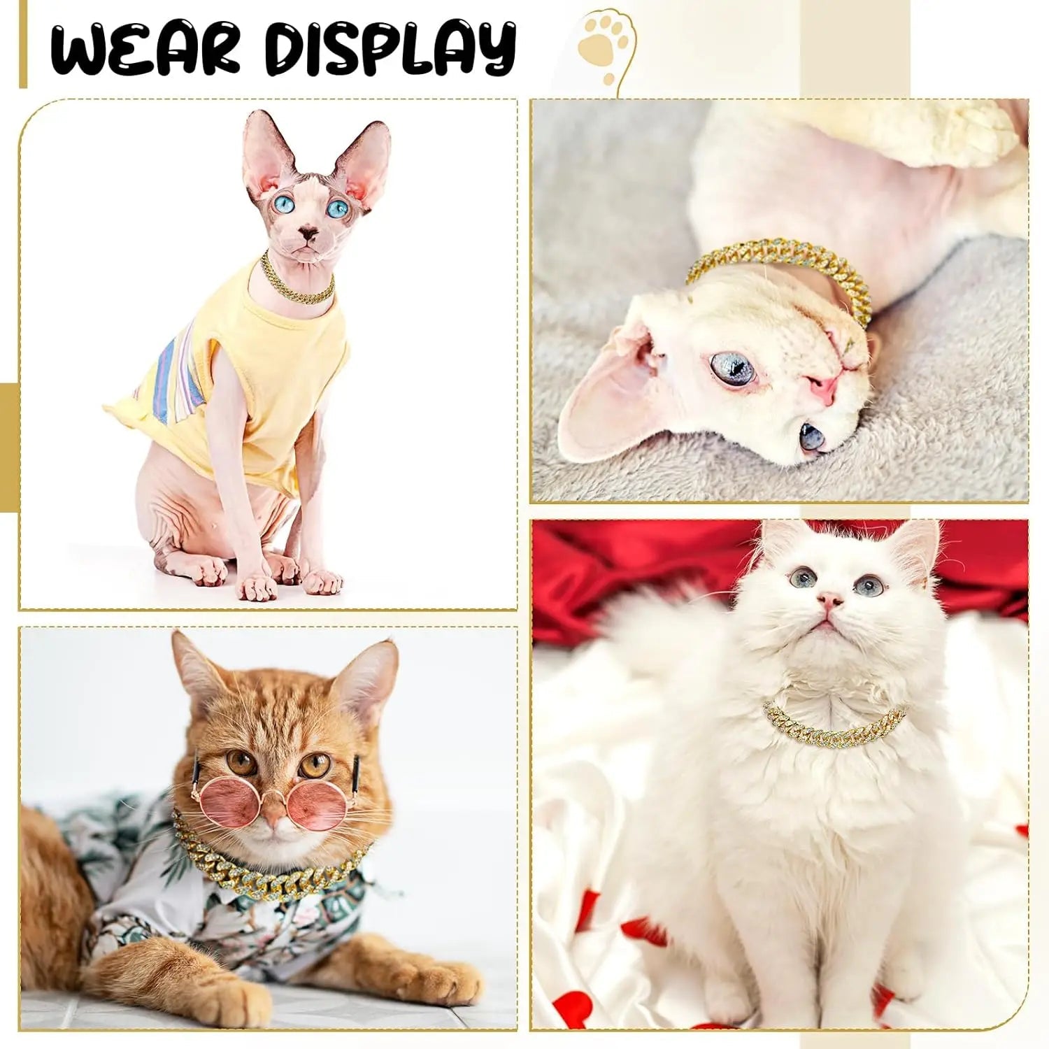 Dog Chain Collar Luxury Gold Pet Metal Chain Collar For Small Medium Large Dogs Cats Pet Jewelry Necklace Accessorie - Barking & Purrfectly Happy