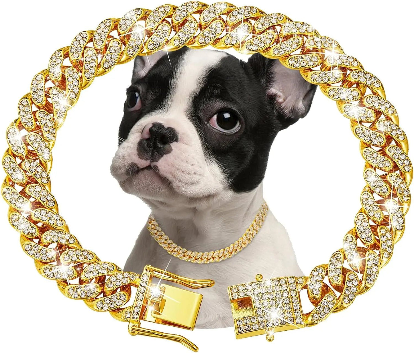 Dog Chain Collar Luxury Gold Pet Metal Chain Collar For Small Medium Large Dogs Cats Pet Jewelry Necklace Accessorie - Barking & Purrfectly Happy