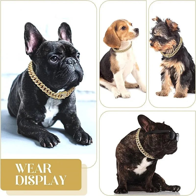 Dog Chain Collar Luxury Gold Pet Metal Chain Collar For Small Medium Large Dogs Cats Pet Jewelry Necklace Accessorie - Barking & Purrfectly Happy