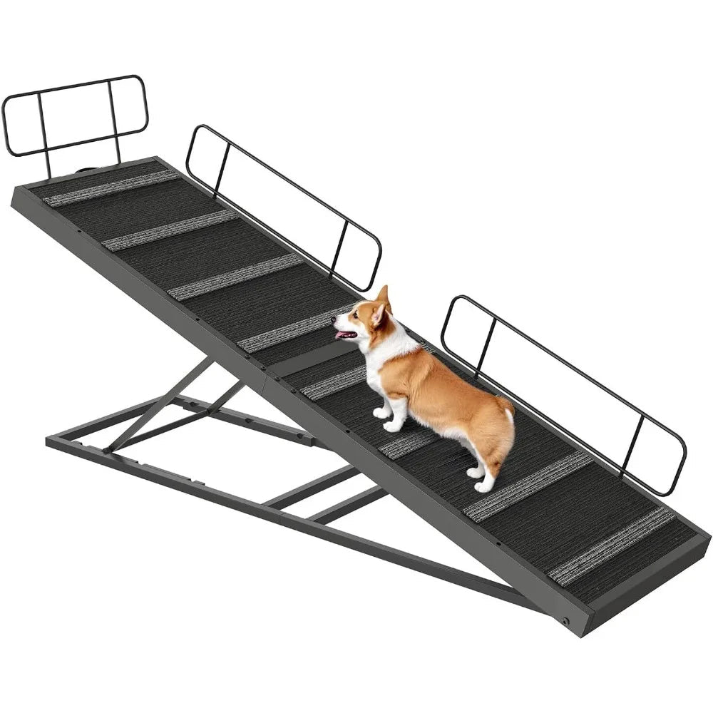 Dog Ramp Bed Pet Bed Access Ramp Dog Ramp with Non-Slip Carpet Surface Black - Barking & Purrfectly Happy
