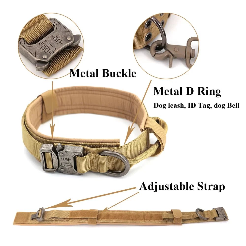 Dog Training Collar Adjustable Tactical Dog Collar And Leash Set Control Handle Pet Lead Collar For Small Big Dogs - Barking & Purrfectly Happy