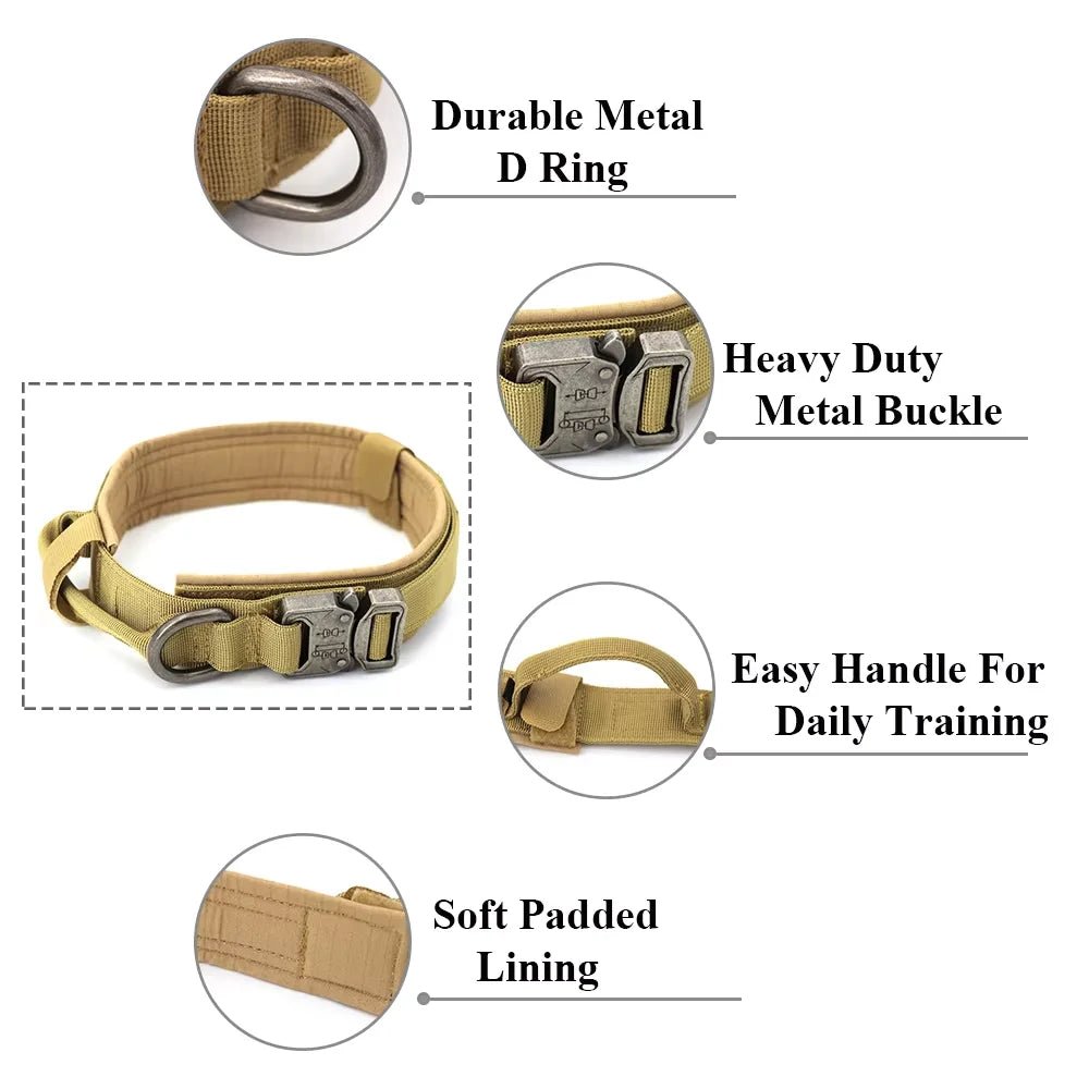 Dog Training Collar Adjustable Tactical Dog Collar And Leash Set Control Handle Pet Lead Collar For Small Big Dogs - Barking & Purrfectly Happy