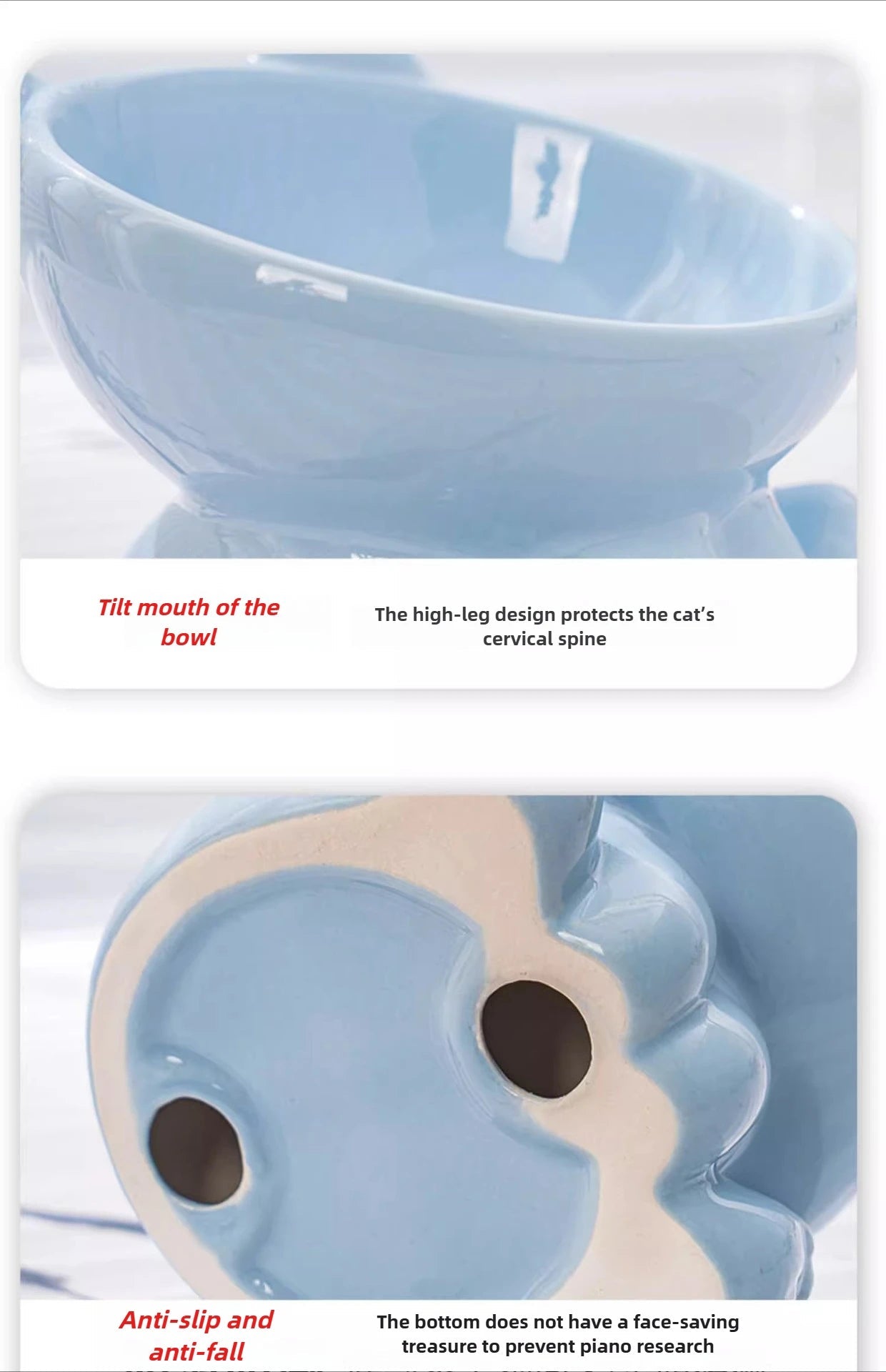 Elevated Ceramic Cat Bowl | Tilted Pet Feeding Bowl for Cats - Barking & Purrfectly Happy