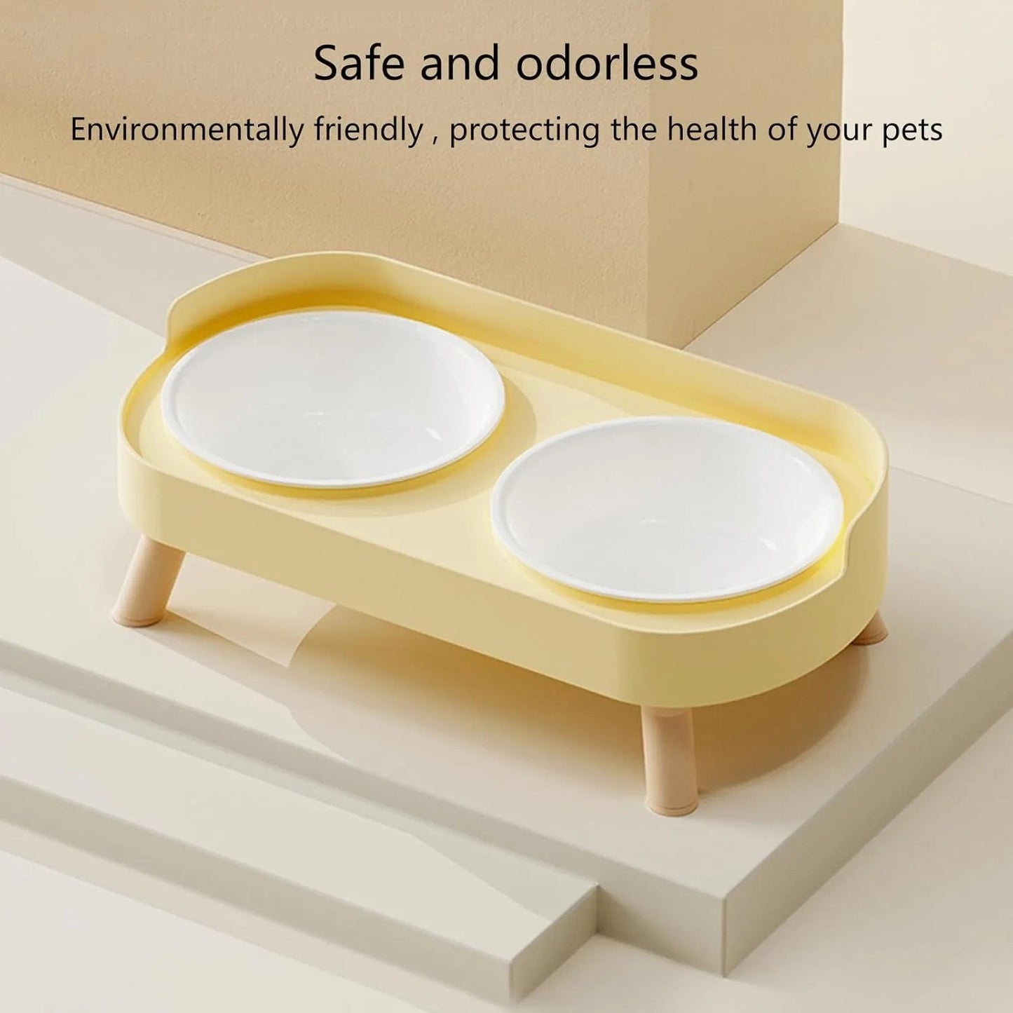 Elevated Pet Bowl Double Food And Water Set Raised Feeding Stand Splash Proof Design For Cats Dogs Puppies Easy Clean - Barking & Purrfectly Happy