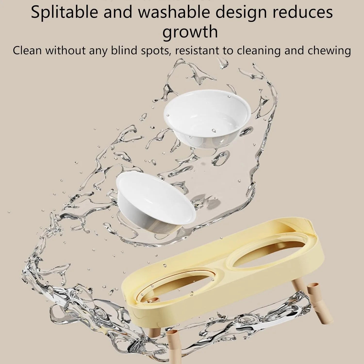 Elevated Pet Bowl Double Food And Water Set Raised Feeding Stand Splash Proof Design For Cats Dogs Puppies Easy Clean - Barking & Purrfectly Happy