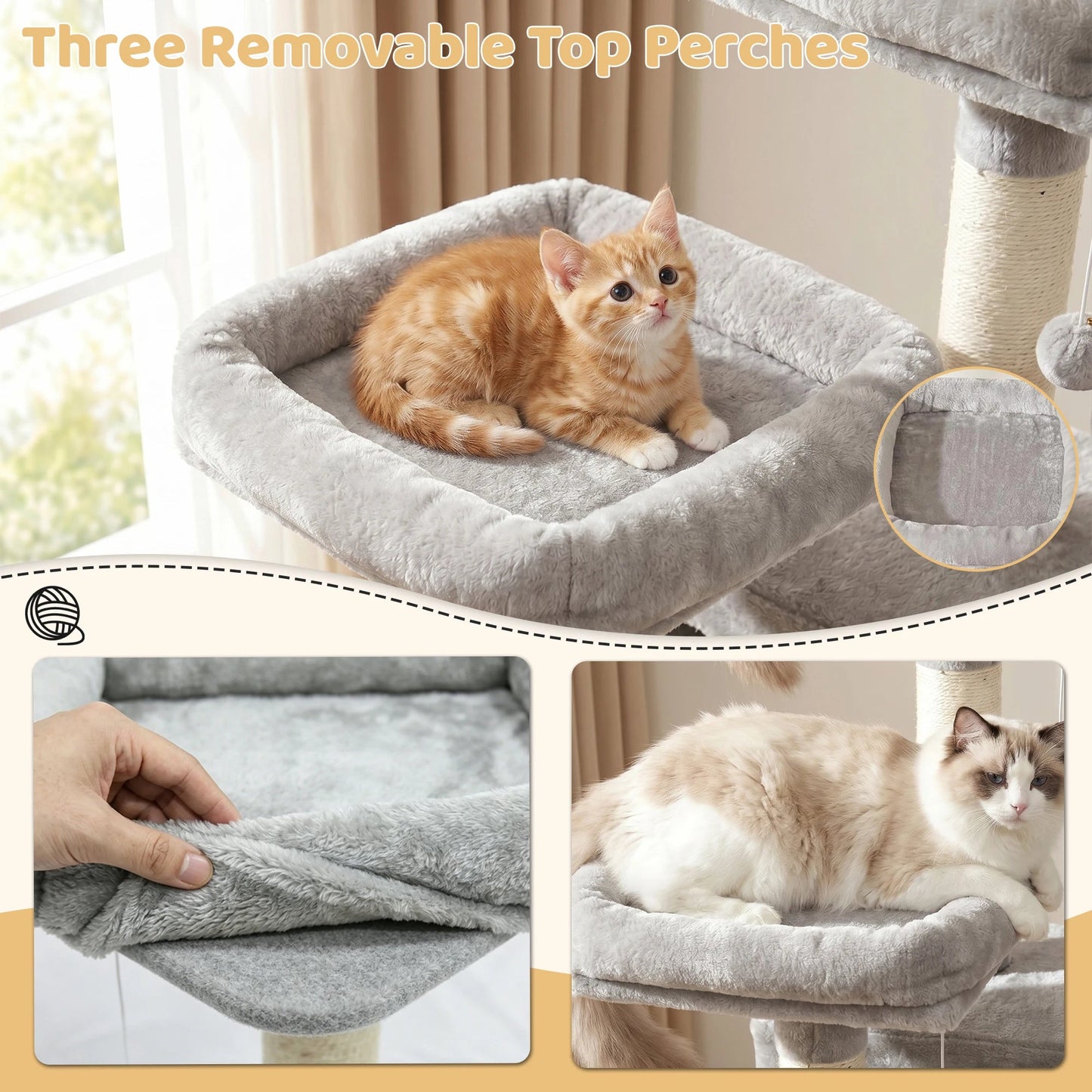 FOOWIN 173cm 68in Large Multi Level Cat Tree Tower Indoor Activity Center 2 Condos 3 Plush Perches Scratching Post Kitten Pet - Barking & Purrfectly Happy