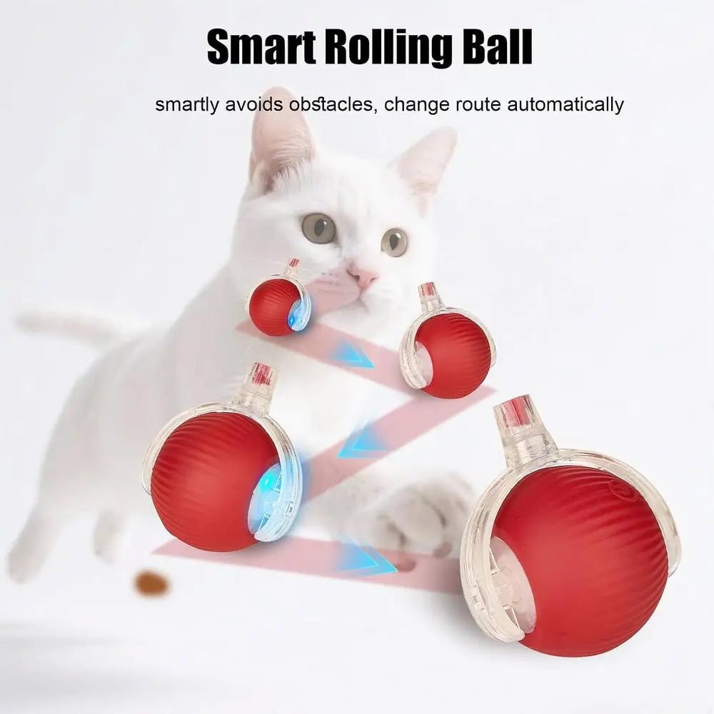 Interactive Dog Cat Toy Ball, Upgraded Rechargeable Smart Automatic Rolling Pet Ball with Tail, Ast Moving Toy for Bored Indoor - Barking & Purrfectly Happy