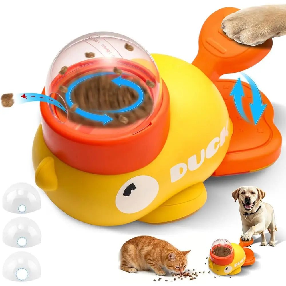 Interactive Dog Toys Puzzle Slow Feeder, Cat Treat Dispenser Toy Duck-Shaped Enrichment Toy for Small Medium Dogs and Cats, IQ T - Barking & Purrfectly Happy