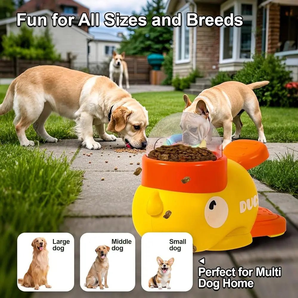 Interactive Dog Toys Puzzle Slow Feeder, Cat Treat Dispenser Toy Duck-Shaped Enrichment Toy for Small Medium Dogs and Cats, IQ T - Barking & Purrfectly Happy