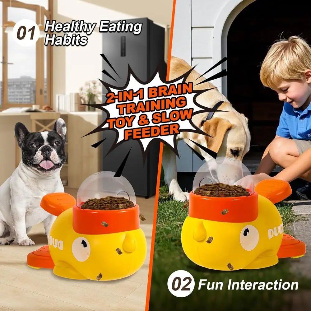 Interactive Dog Toys Puzzle Slow Feeder, Cat Treat Dispenser Toy Duck-Shaped Enrichment Toy for Small Medium Dogs and Cats, IQ T - Barking & Purrfectly Happy