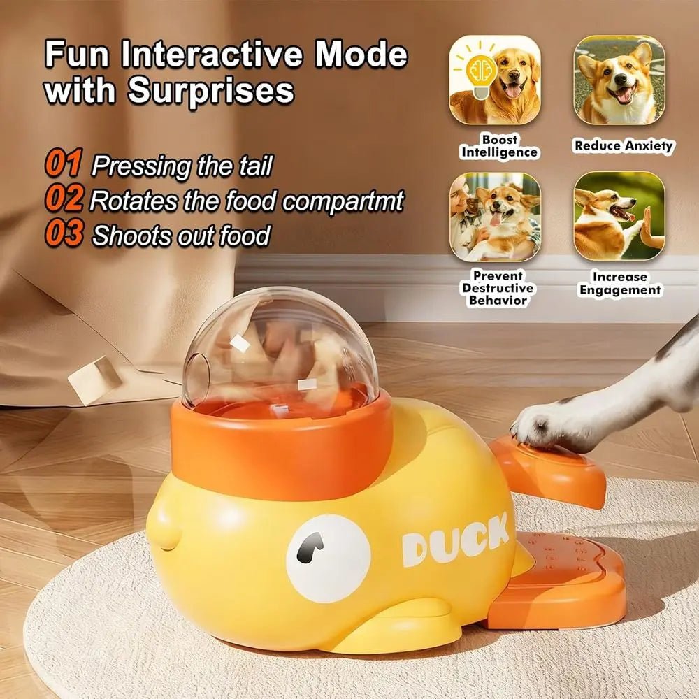 Interactive Dog Toys Puzzle Slow Feeder, Cat Treat Dispenser Toy Duck-Shaped Enrichment Toy for Small Medium Dogs and Cats, IQ T - Barking & Purrfectly Happy