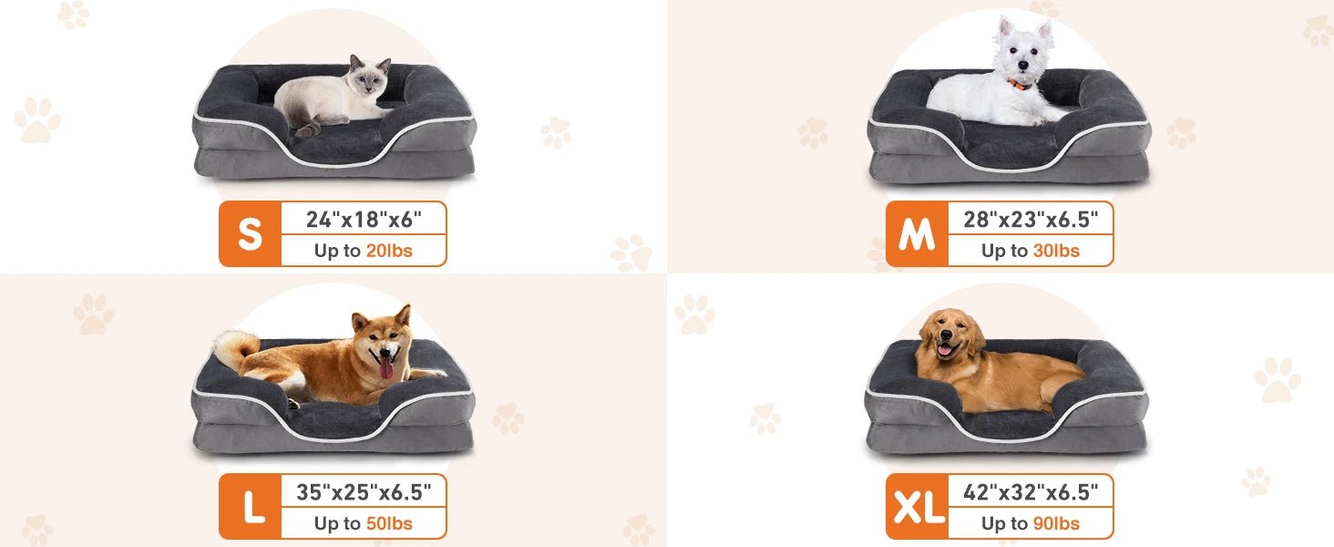 JHK Orthopedic Dog Bed Memory Foam Pet Bed for Small Dogs & Cats with Washable Removable Cover Non-Slip Base Waterproof Liner - Barking & Purrfectly Happy
