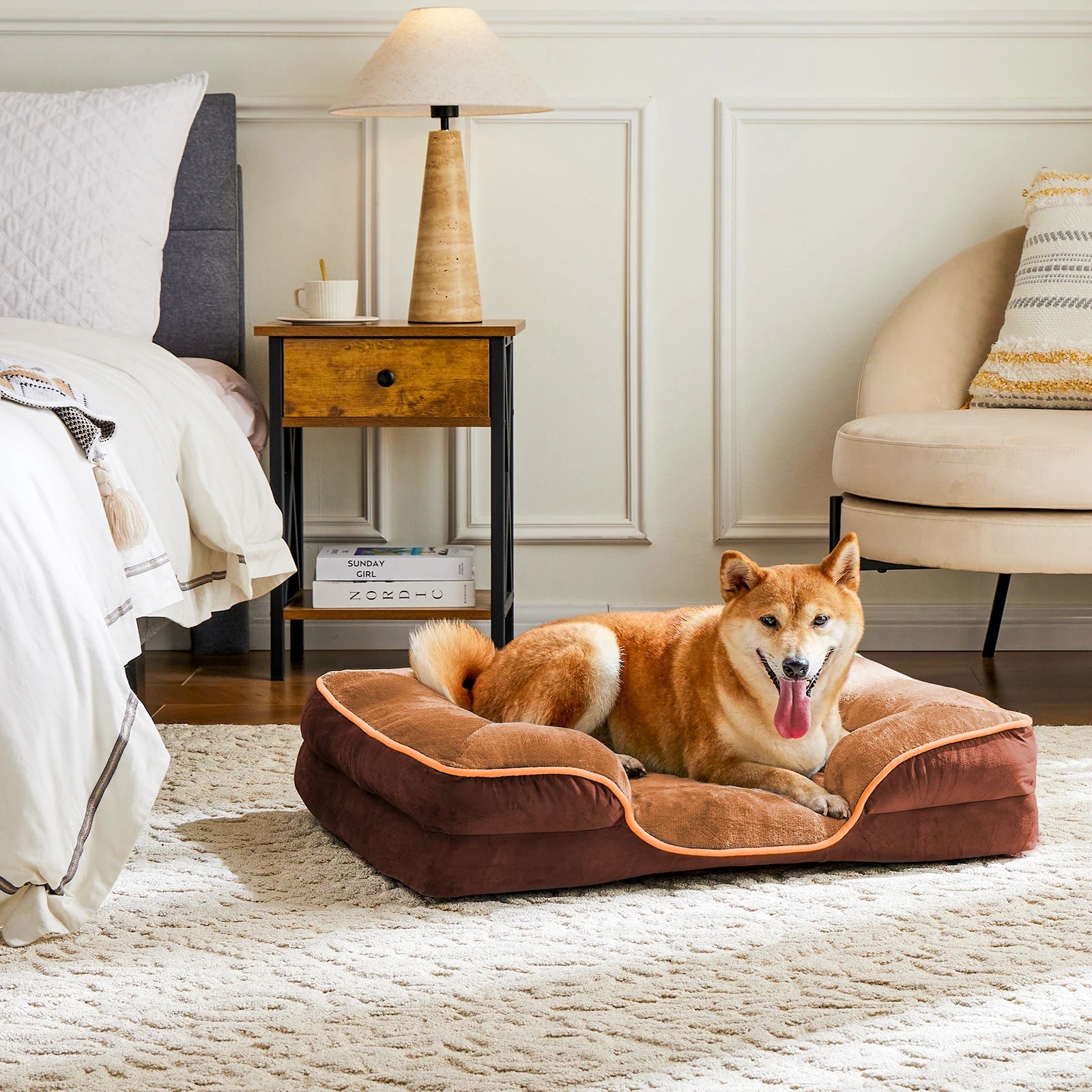 JHK Orthopedic Dog Bed Memory Foam Pet Bed for Small Dogs & Cats with Washable Removable Cover Non-Slip Base Waterproof Liner - Barking & Purrfectly Happy