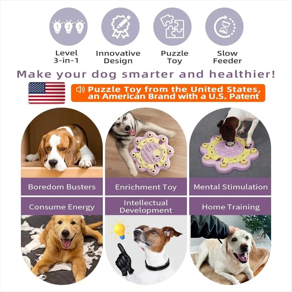 KADTC Dog Puzzle Toys Level 3 in 1 Brain Mind Treat Game Mental Stimulation Enrichment Hard Toys Puppy Holiday Birthday Gift Bor - Barking & Purrfectly Happy