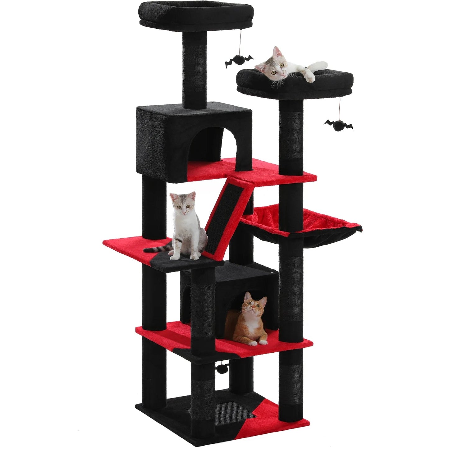 Large Cat Tree Tall Cat Tower for Indoor Cats Multi-Level Plush Cat Condo with Scratching Posts Scratching Boards Perches Caves - Barking & Purrfectly Happy