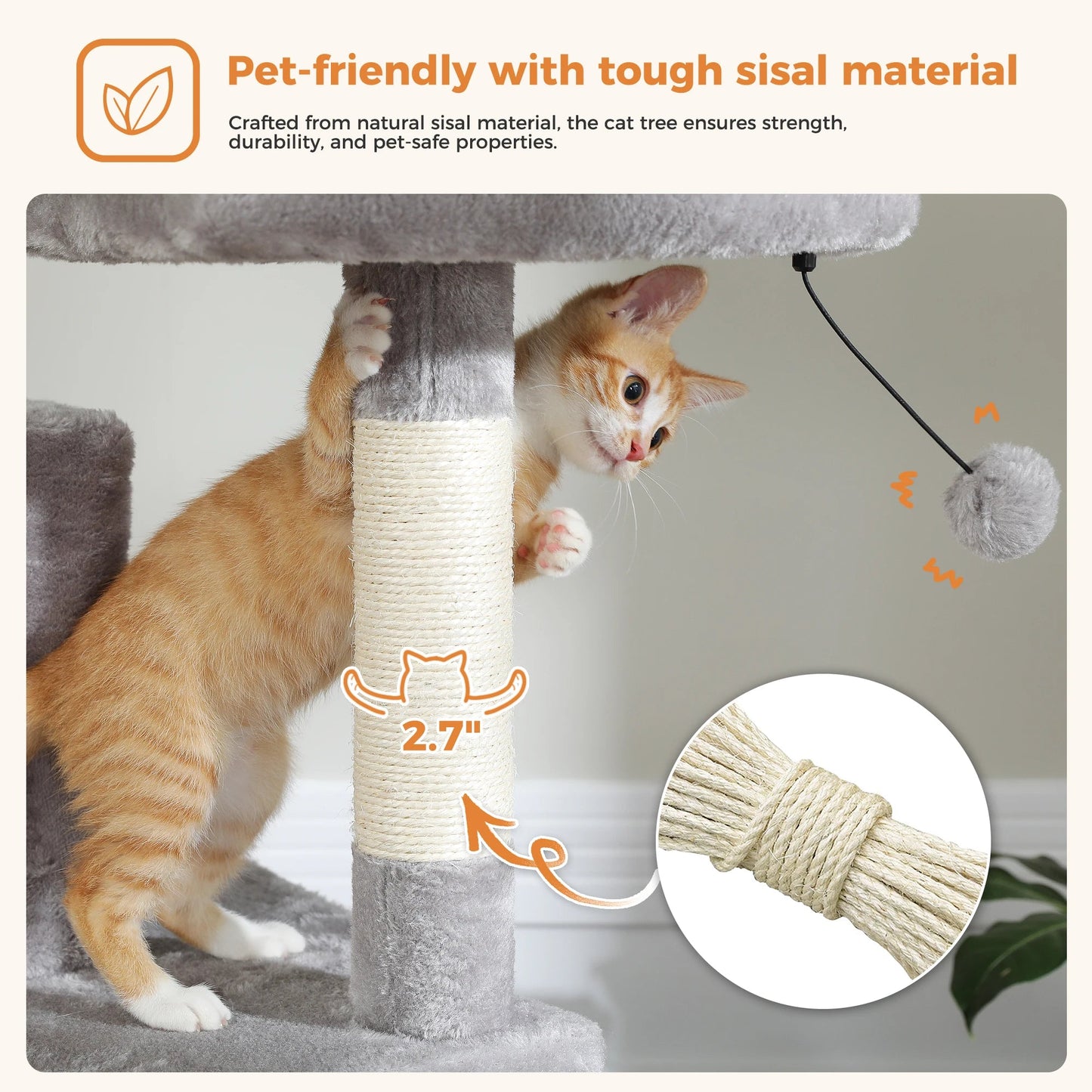 Large Cat Tree Tall Cat Tower for Indoor Cats Multi-Level Plush Cat Condo with Scratching Posts Scratching Boards Perches Caves - Barking & Purrfectly Happy