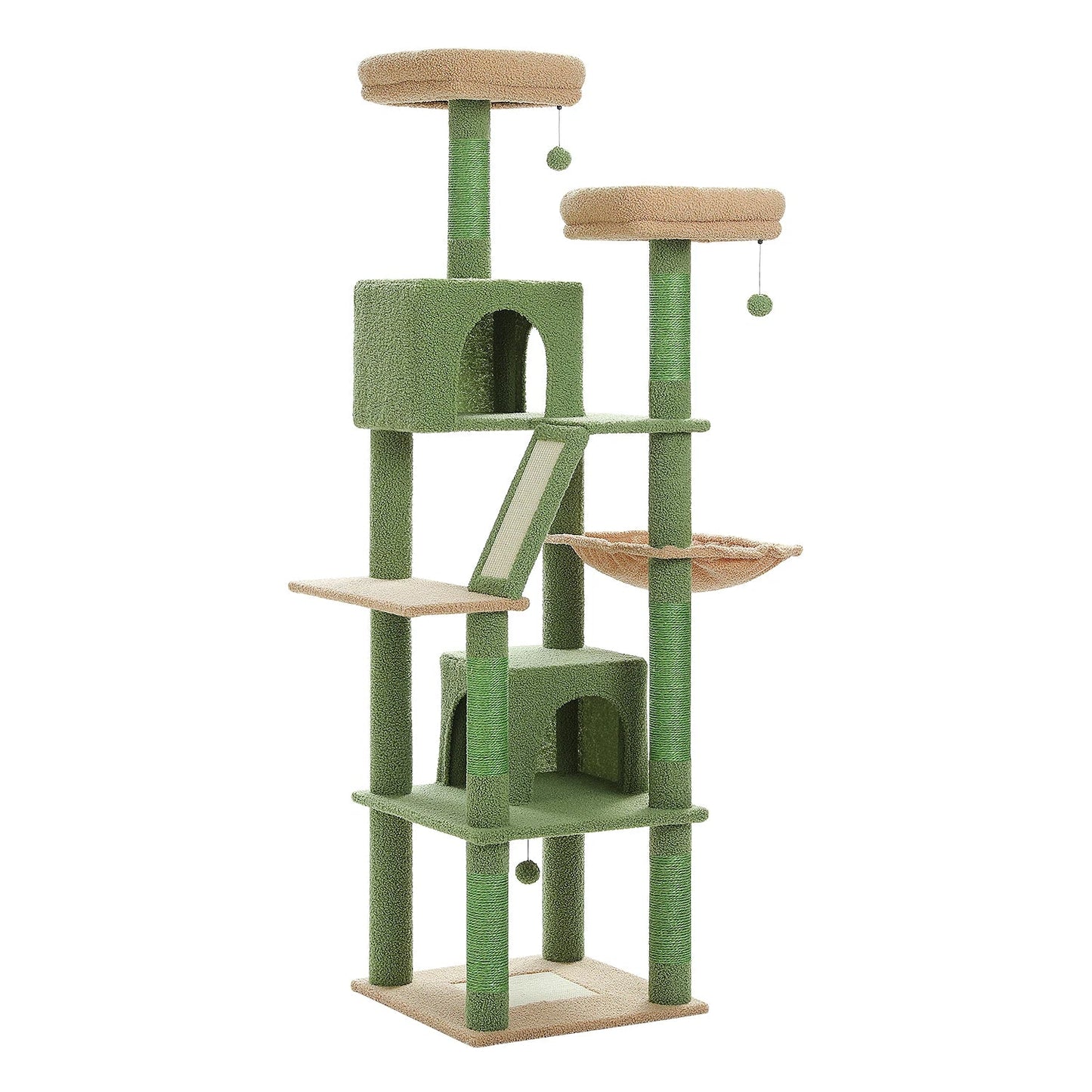 Large Cat Tree Tall Cat Tower for Indoor Cats Multi-Level Plush Cat Condo with Scratching Posts Scratching Boards Perches Caves - Barking & Purrfectly Happy