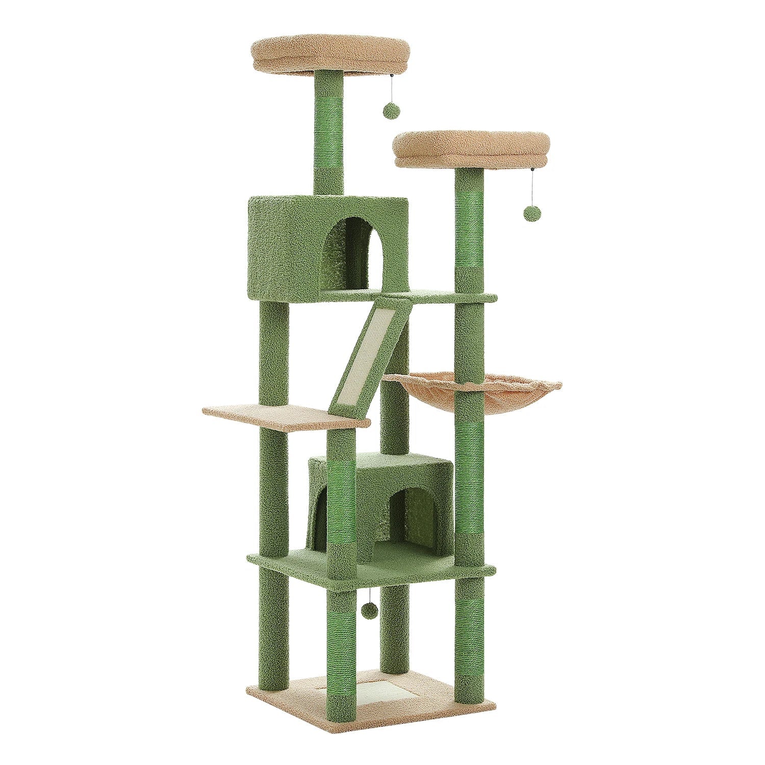 Large Cat Tree Tall Cat Tower for Indoor Cats Multi-Level Plush Cat Condo with Scratching Posts Scratching Boards Perches Caves - Barking & Purrfectly Happy