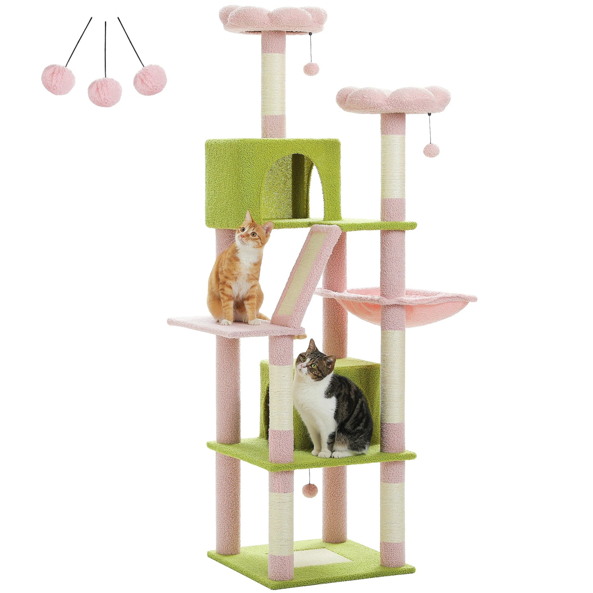Large Cat Tree Tall Cat Tower for Indoor Cats Multi-Level Plush Cat Condo with Scratching Posts Scratching Boards Perches Caves - Barking & Purrfectly Happy
