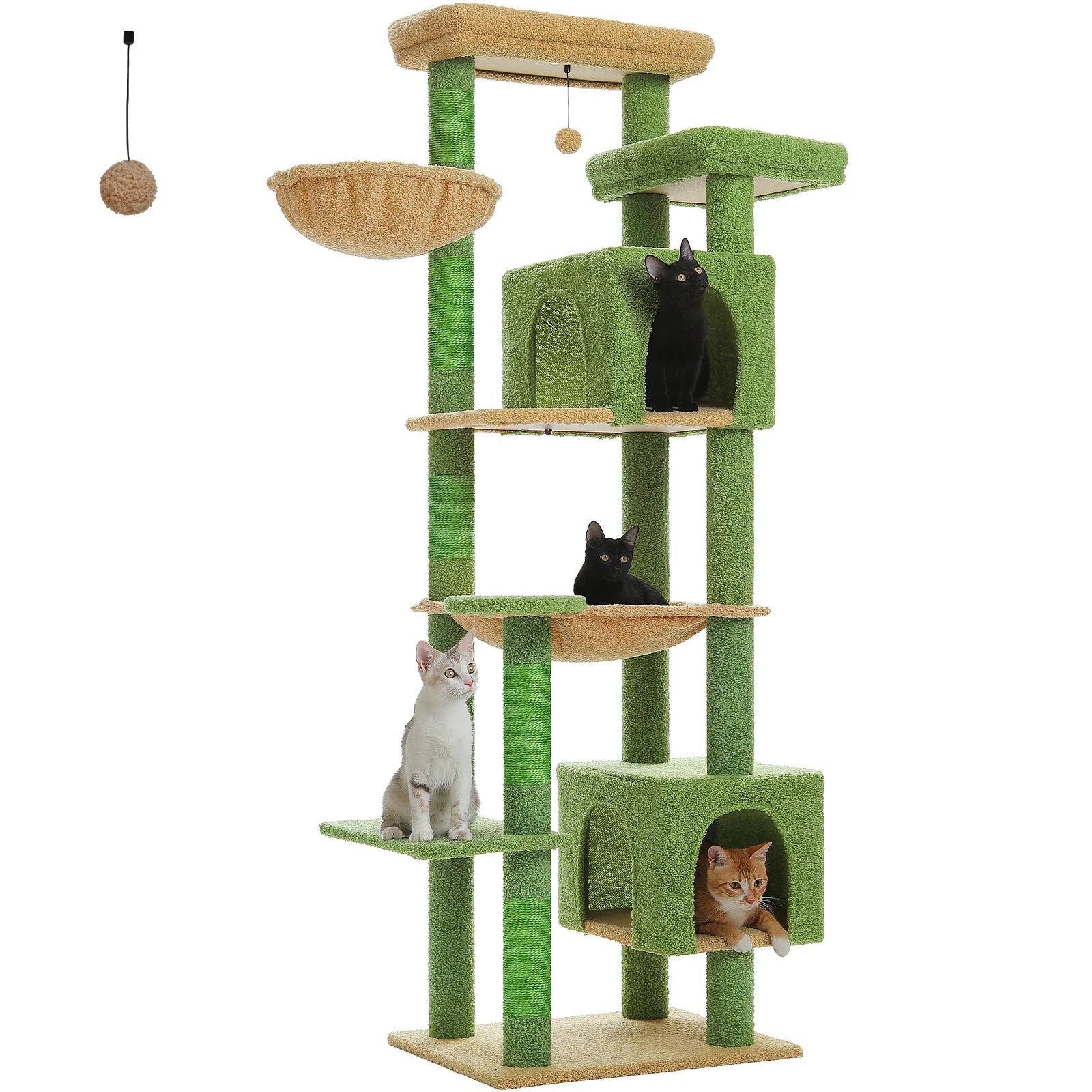 Large Cat Tree Tall Cat Tower for Indoor Cats Multi-Level Plush Cat Condo with Scratching Posts Scratching Boards Perches Caves - Barking & Purrfectly Happy