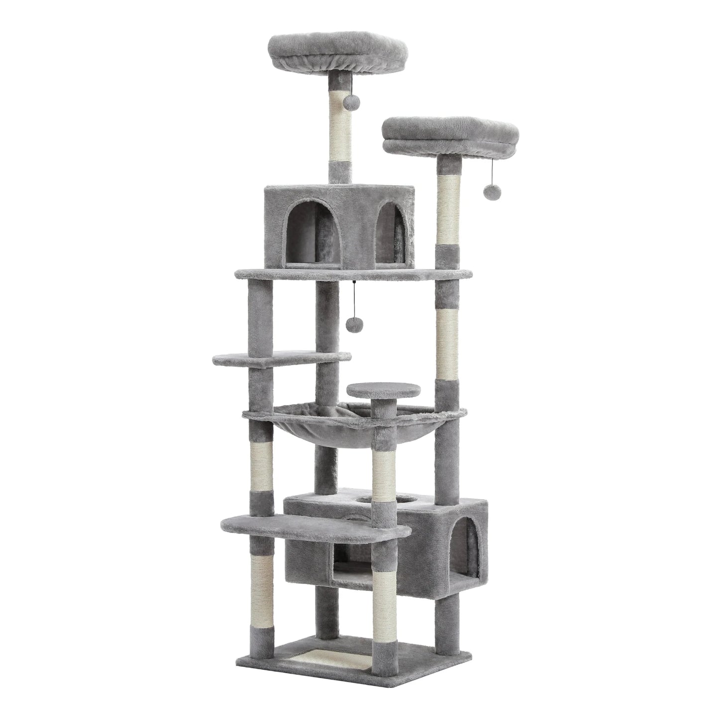 Large Cat Tree Tall Cat Tower for Indoor Cats Multi-Level Plush Cat Condo with Scratching Posts Scratching Boards Perches Caves - Barking & Purrfectly Happy