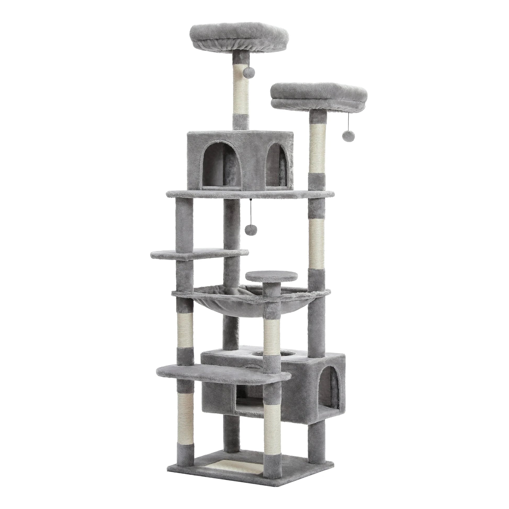 Large Cat Tree Tall Cat Tower for Indoor Cats Multi-Level Plush Cat Condo with Scratching Posts Scratching Boards Perches Caves - Barking & Purrfectly Happy