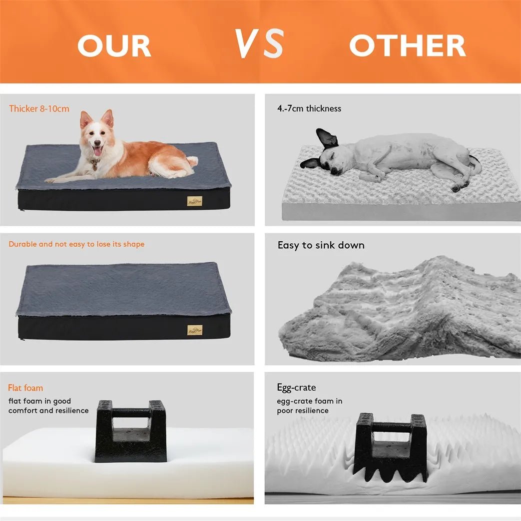 Large Orthopaedic Dog Bed Waterproof Cushion Pet Mattress 2 In 1 Pet Dog Crate Bed with Removable Washable Cover Indoor Outdoor - Barking & Purrfectly Happy