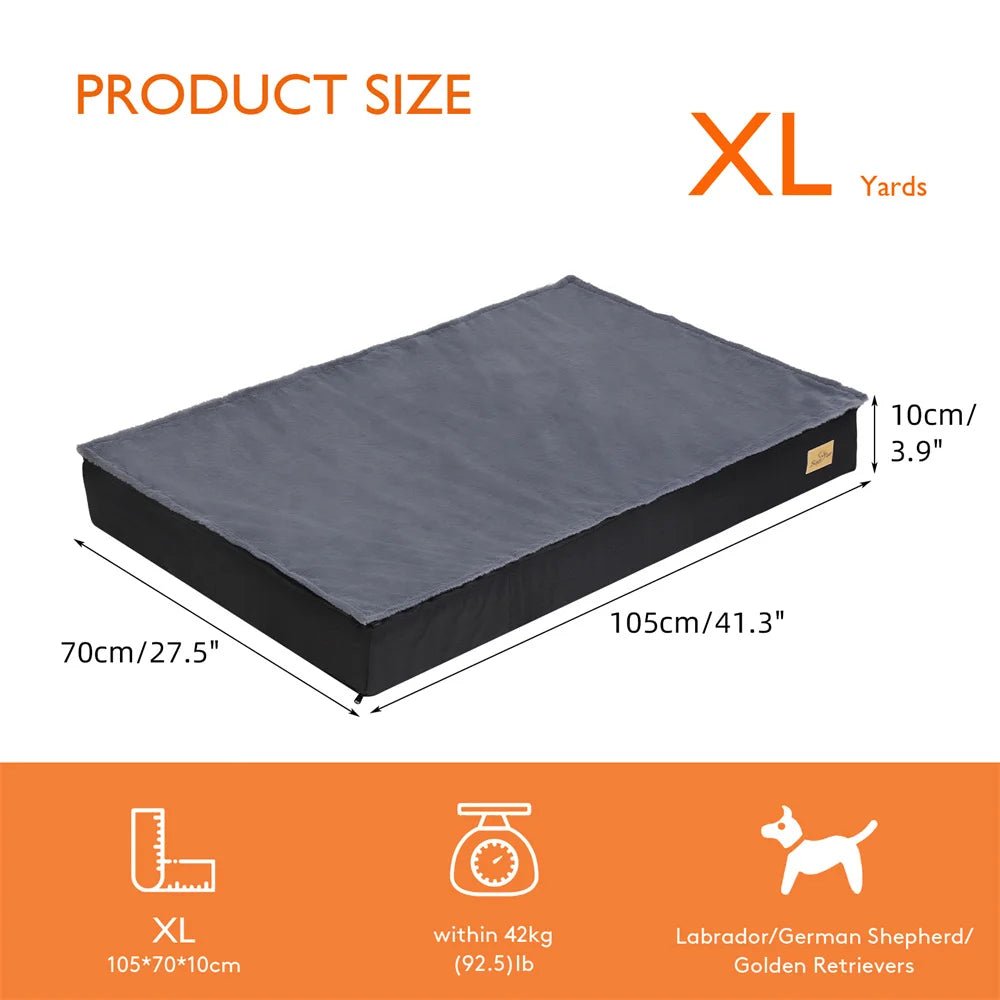 Large Orthopaedic Dog Bed Waterproof Cushion Pet Mattress 2 In 1 Pet Dog Crate Bed with Removable Washable Cover Indoor Outdoor - Barking & Purrfectly Happy