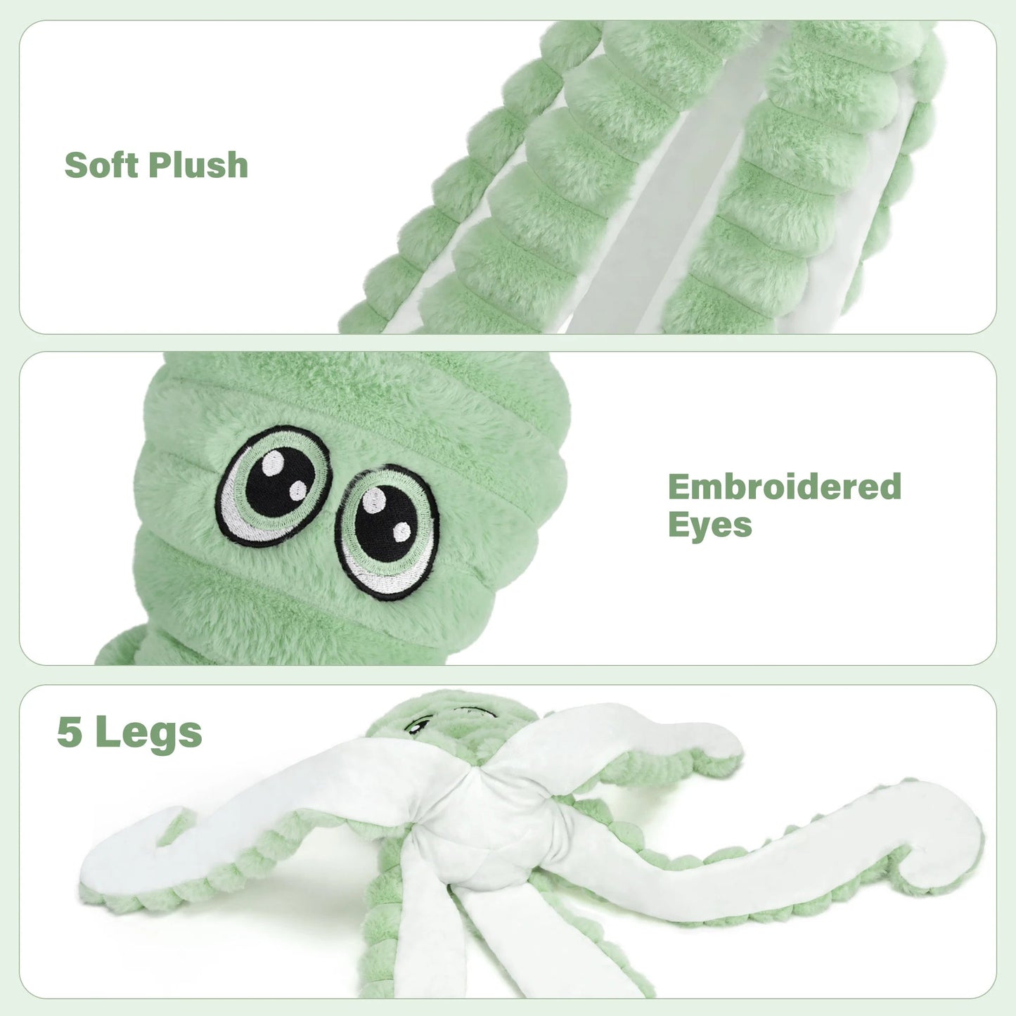 Octopus Design Pet Grinding Teeth Squeaky Plush Toy, Chewing Toy For Dog Interactive Supply, Animal Pet Toy For Small Medium Dog - Barking & Purrfectly Happy