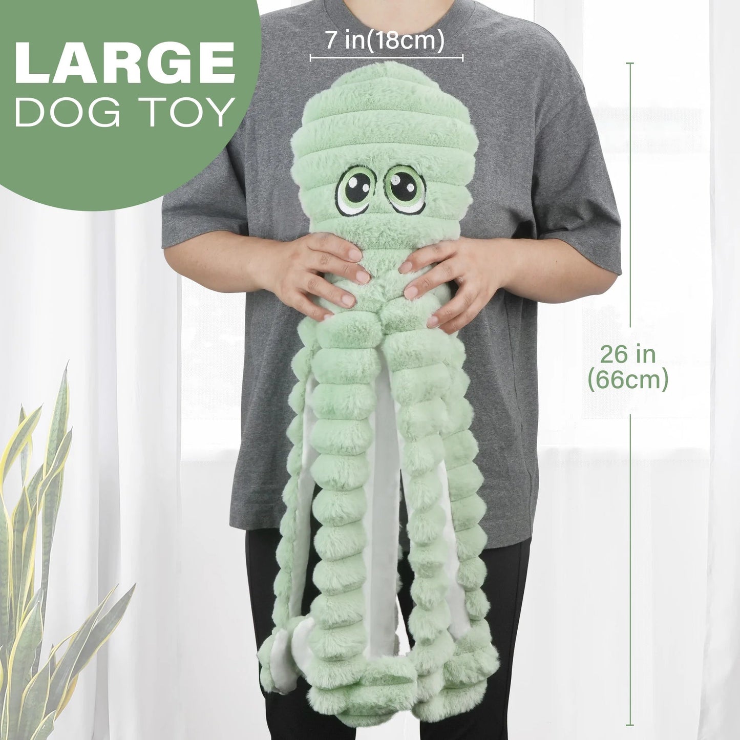 Octopus Design Pet Grinding Teeth Squeaky Plush Toy, Chewing Toy For Dog Interactive Supply, Animal Pet Toy For Small Medium Dog - Barking & Purrfectly Happy