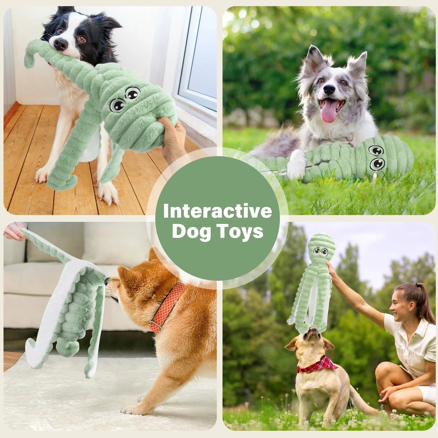 Octopus Design Pet Grinding Teeth Squeaky Plush Toy, Chewing Toy For Dog Interactive Supply, Animal Pet Toy For Small Medium Dog - Barking & Purrfectly Happy
