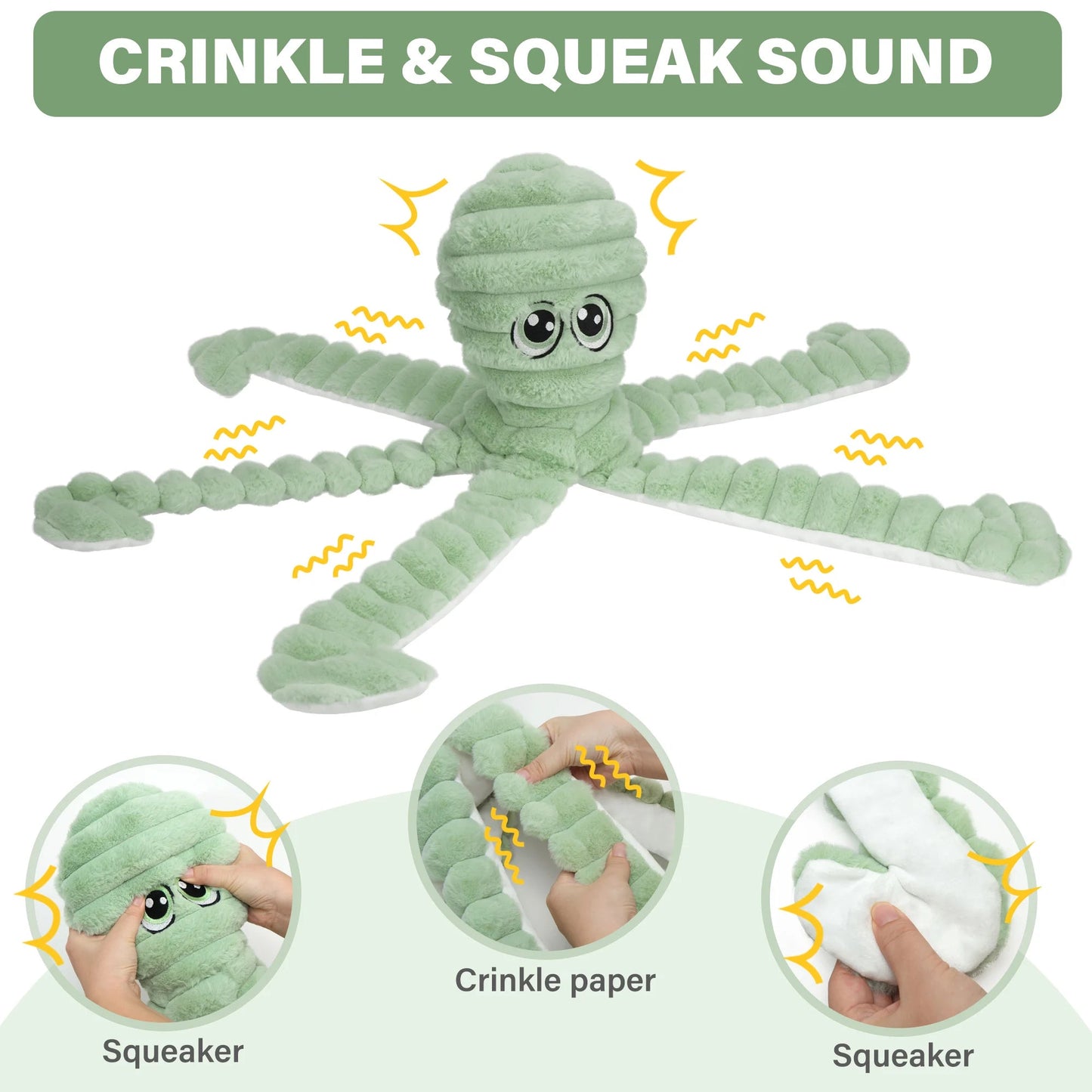 Octopus Design Pet Grinding Teeth Squeaky Plush Toy, Chewing Toy For Dog Interactive Supply, Animal Pet Toy For Small Medium Dog - Barking & Purrfectly Happy