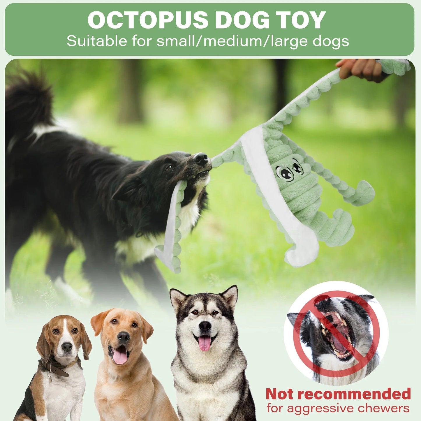 Octopus Design Pet Grinding Teeth Squeaky Plush Toy, Chewing Toy For Dog Interactive Supply, Animal Pet Toy For Small Medium Dog - Barking & Purrfectly Happy