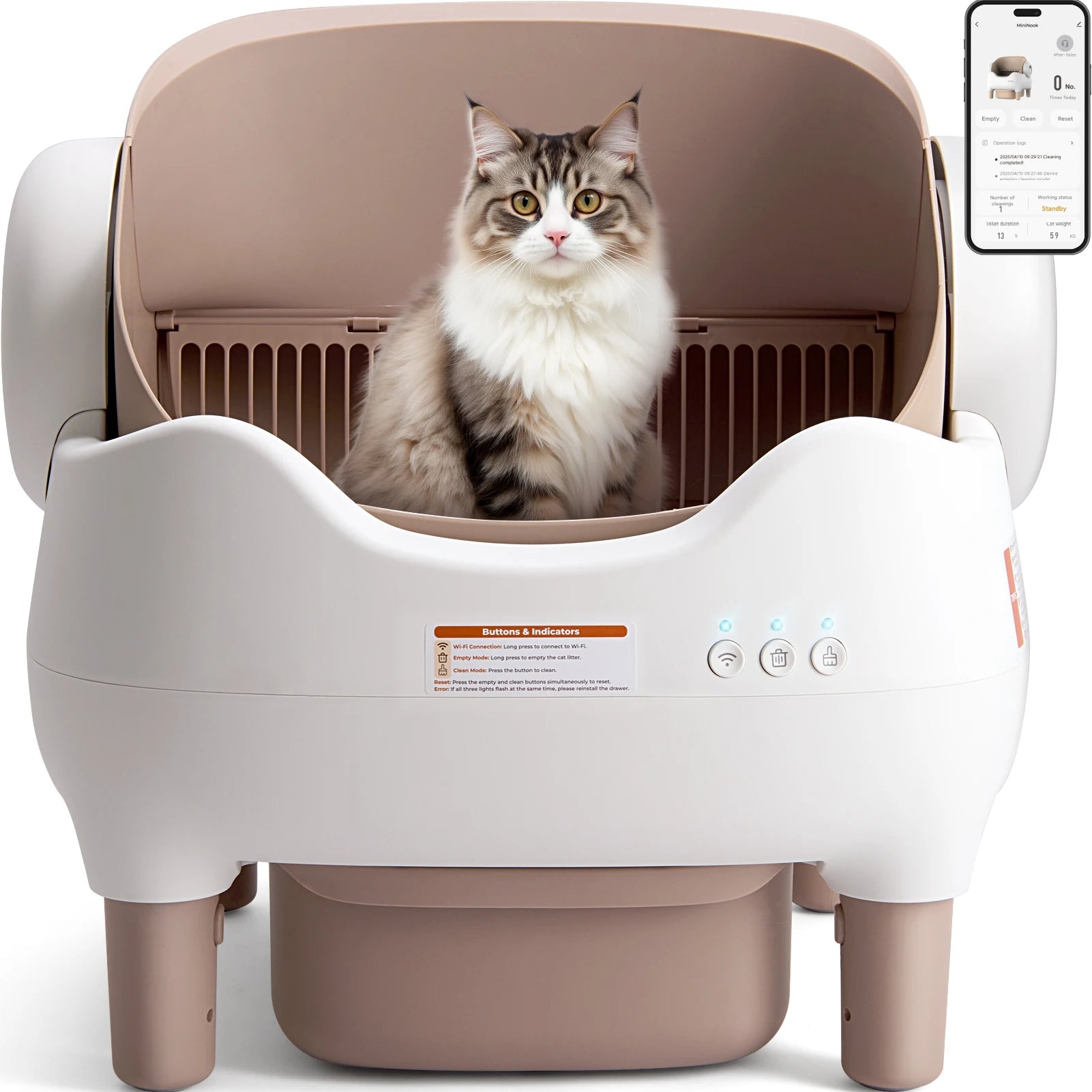 Self Cleaning Litter Box, Automatic Cat Litter Box with APP Control, Odor-Free Large Waste Bin, Open-Top for Multi Cats - Barking & Purrfectly Happy