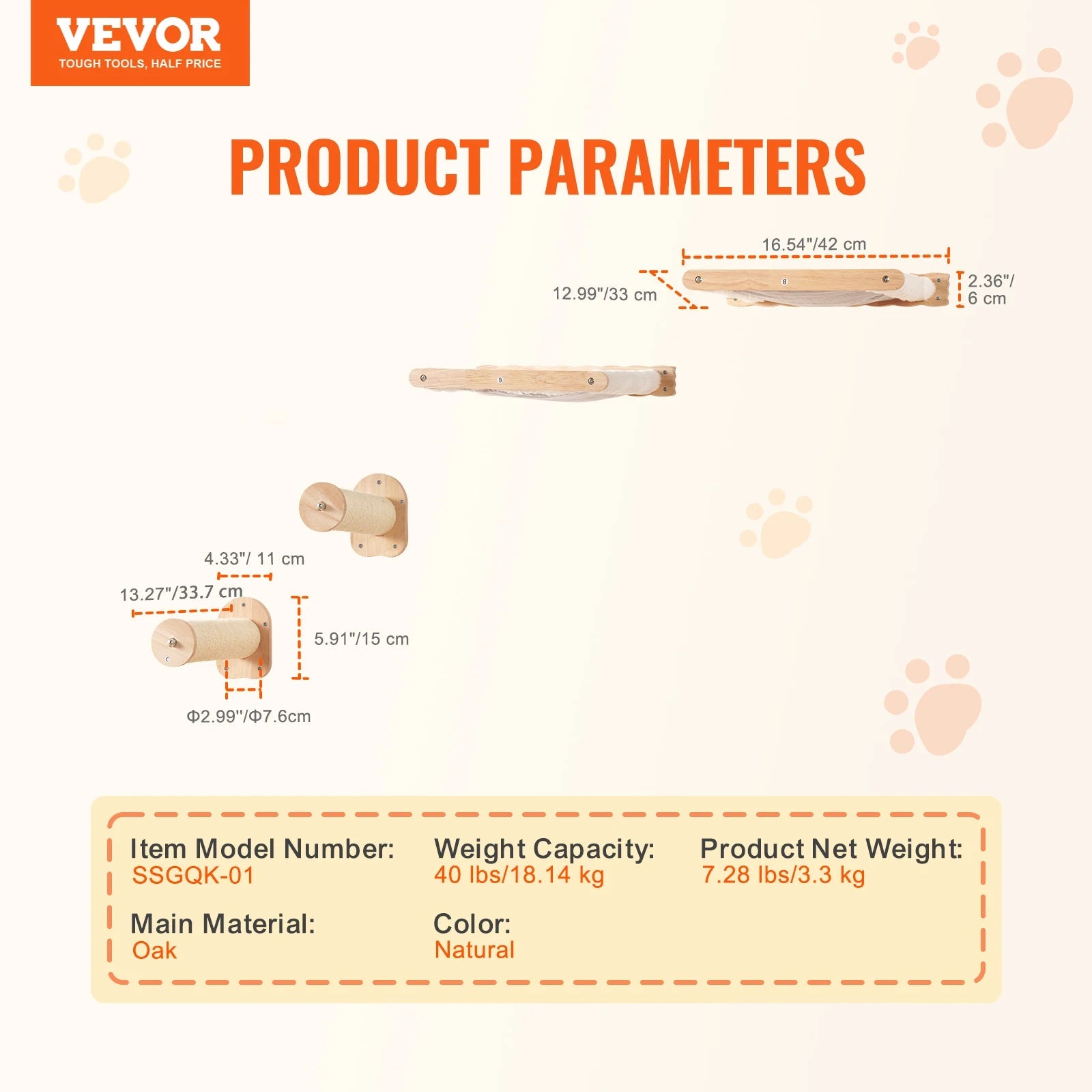SucceBuy Wall Mounted Cat Shelves Cat Wall Shelves and Perches with Jumping Boards Hammocks & Cat Tree Cat Furniture and Shelves - Barking & Purrfectly Happy