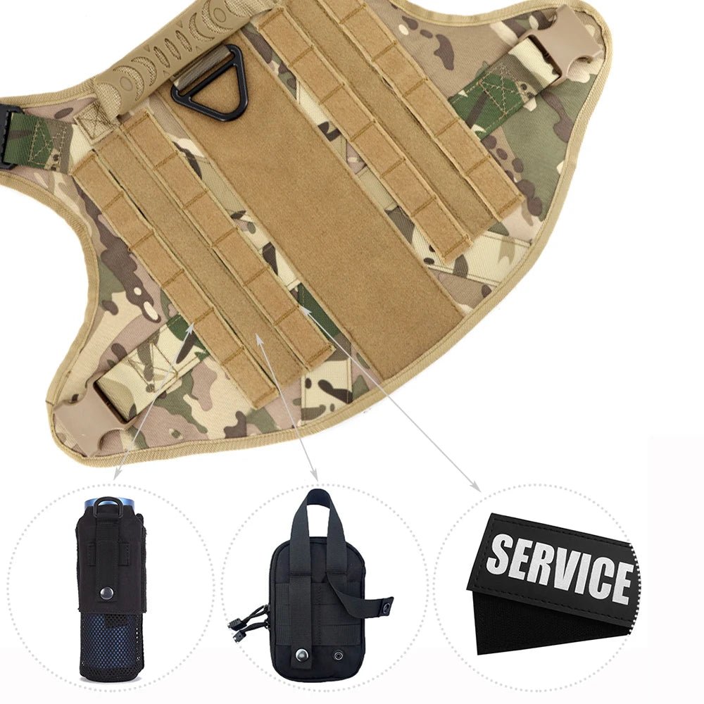 Tactical Dog Harness Leash Set for Large Dogs Military Harnesses for Training Walking Hunting Pet Vest Handle No Pull Malinois - Barking & Purrfectly Happy