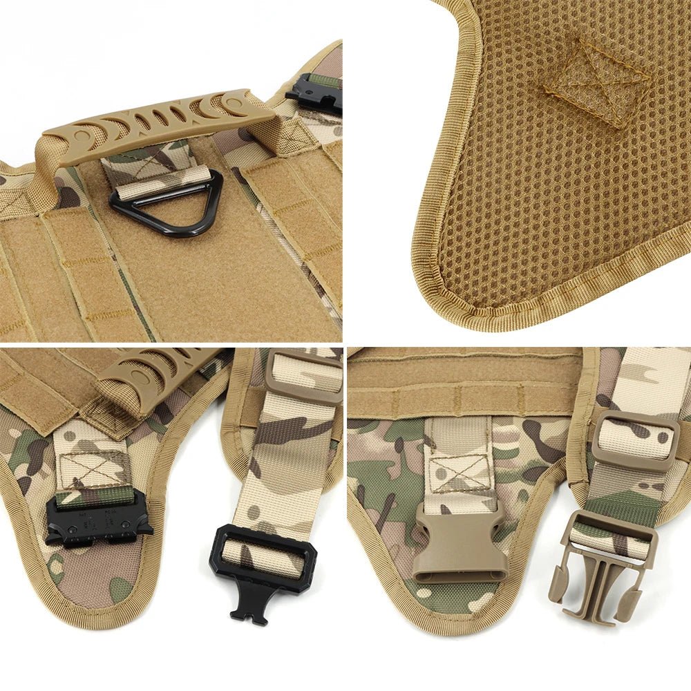 Tactical Dog Harness Leash Set for Large Dogs Military Harnesses for Training Walking Hunting Pet Vest Handle No Pull Malinois - Barking & Purrfectly Happy